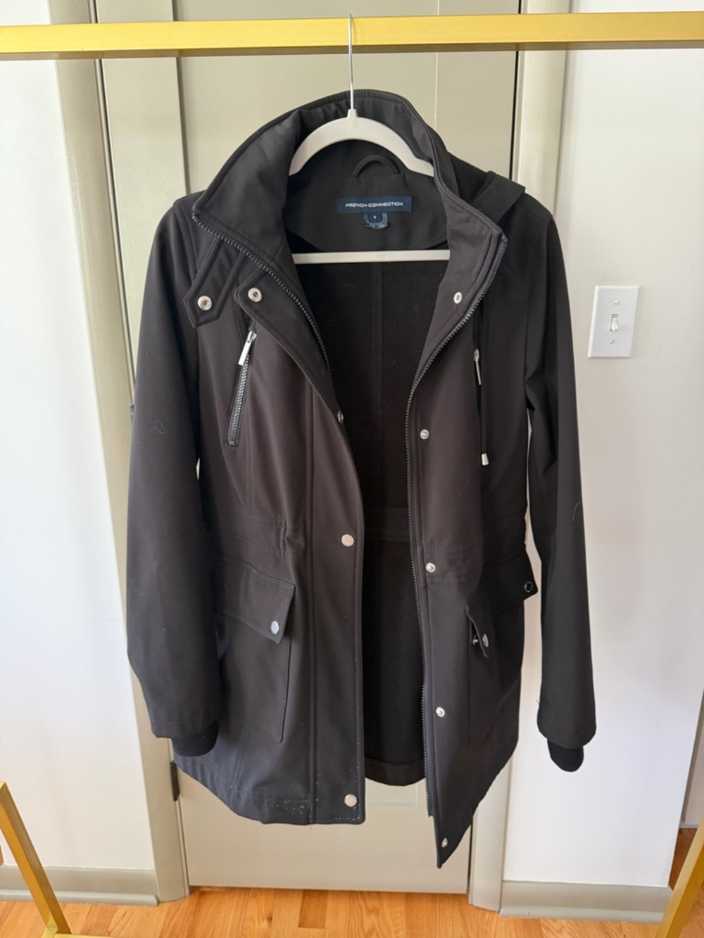 French connection Black Women's fitted Rain coat